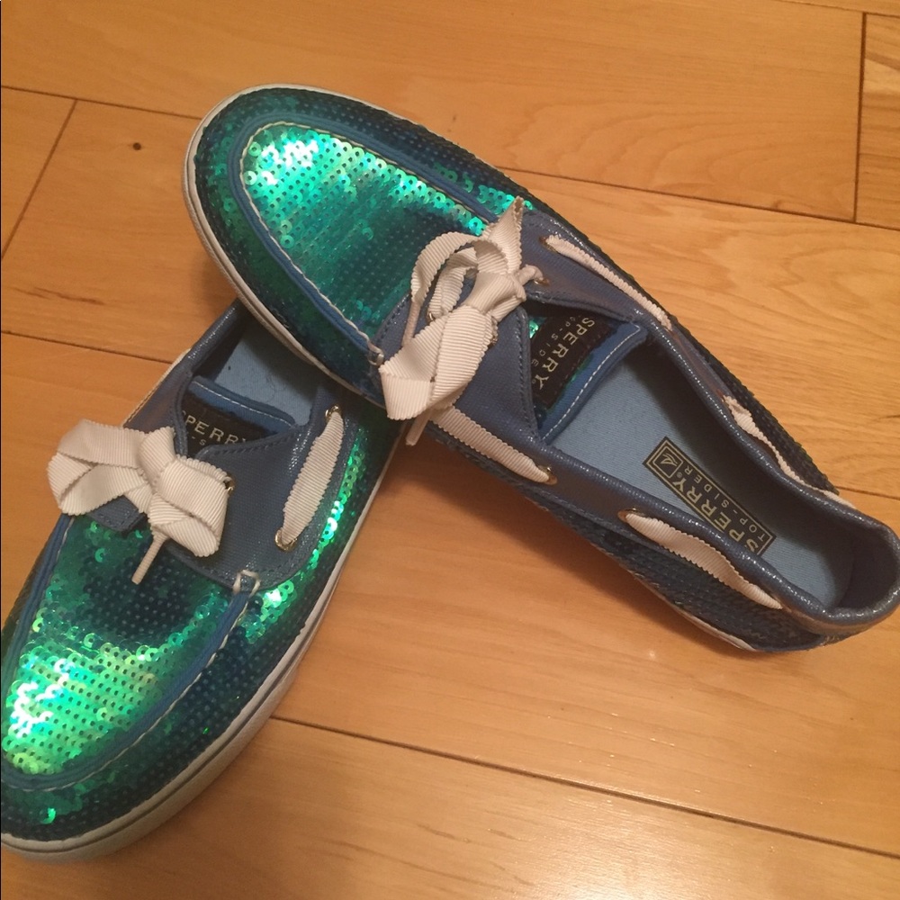 Sperry peacock sequined boat shoes